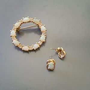 Vintage gold and opal post earrings